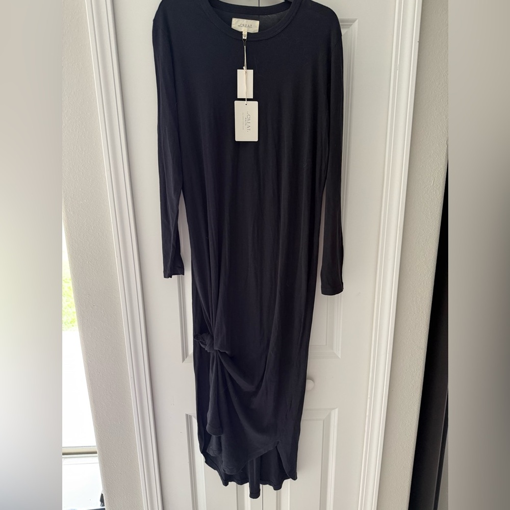 THE GREAT. Knits Black knotted Maxi tshirt Dress